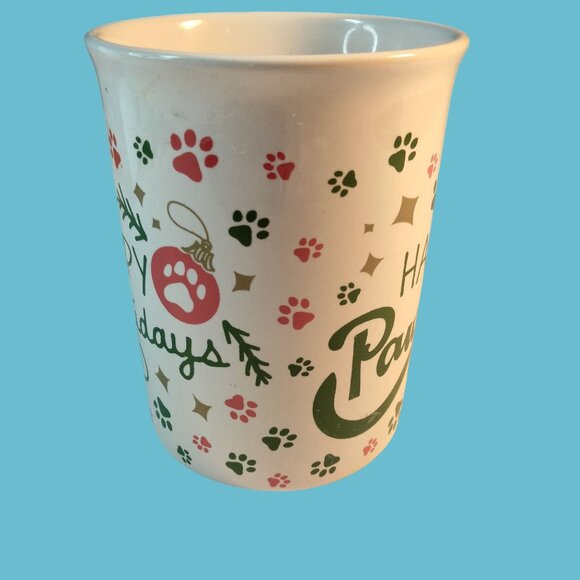 Happy Pawlidays Holiday Mug Ceramic Red Handle Vet Veterinary Dog Lover Gift - Picture 2 of 8